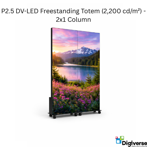 P2.5 DV-LED Freestanding Totem (2,200 cd/m²) - 2x1 Column