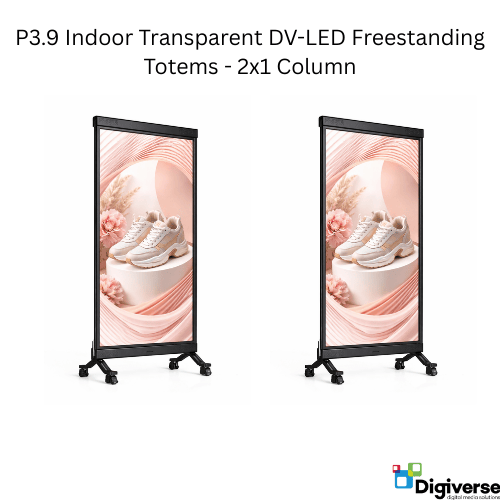 P3.9 Indoor Transparent DV-LED Freestanding Totems - 2x1 Column