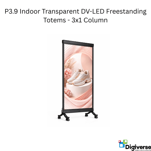 P3.9 Indoor Transparent DV-LED Freestanding Totems - 3x1 Column